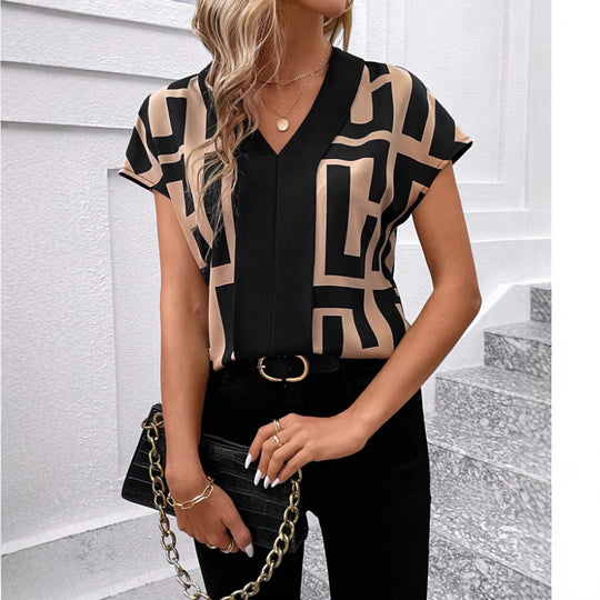 Damen Elegant geschnittene Bluse mit modernem grafischen Muster EB