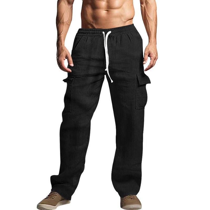 Herren Cord-Cargo-Hose mit elastischem Bund, Kordelzug & aufgesetzten Klappentaschen EB