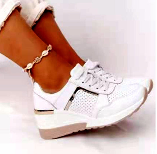 Damen modische Plateau-Sneaker mit atmungsaktiver Mesh-Oberfläche und komfortablem Fußbett EB