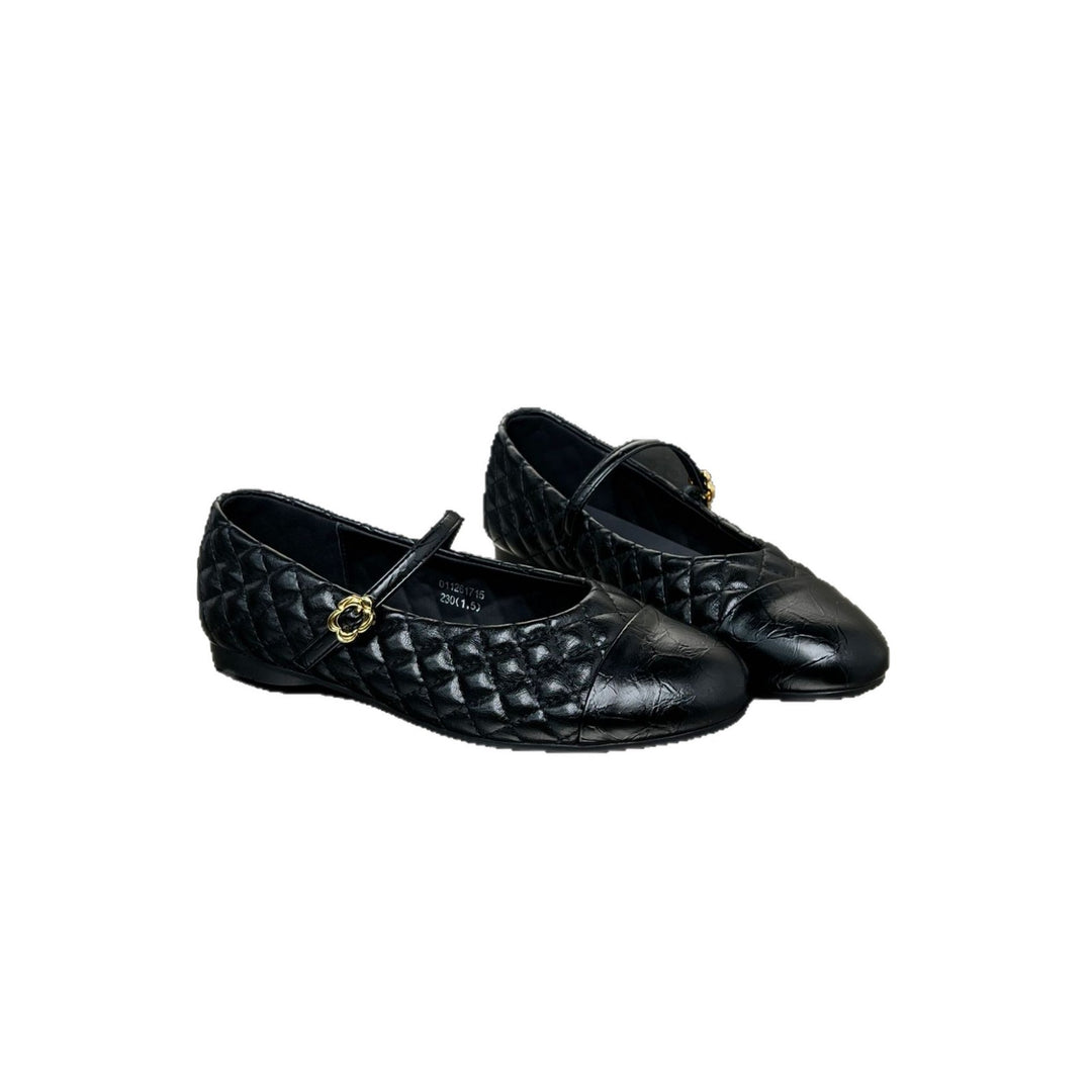 Damen Ballerinas mit eleganter Steppung und dekorativem Riemen EB