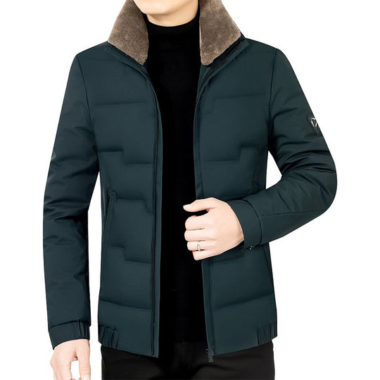 Herren Slim-Fit Wattierte Übergangsjacke mit weichgefüttertem Stehkragen und verdecktem Reißverschluss EB
