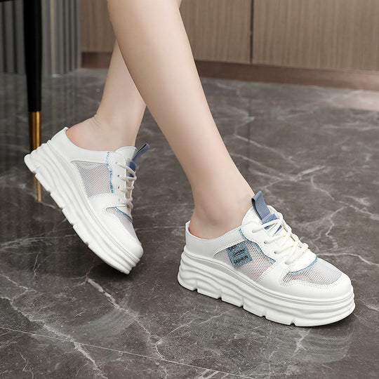 Damen Plattform Sneaker mit atmungsaktivem Mesh-Obermaterial und geräumiger Sohle EB