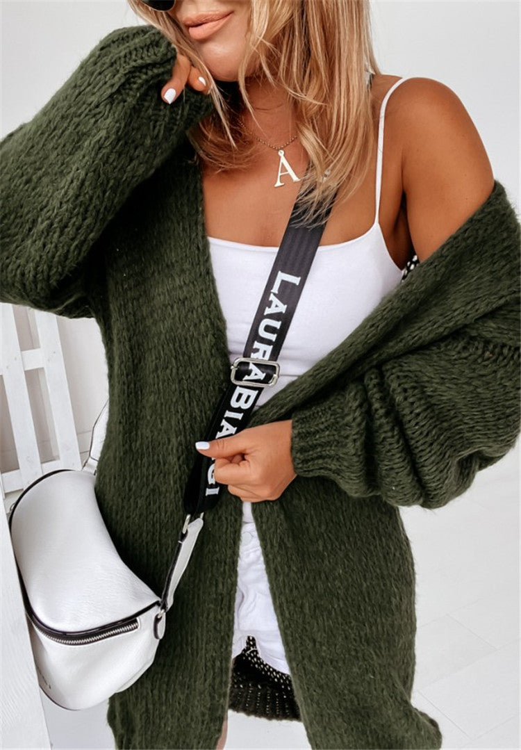 Damen Grober Strickcardigan mit voluminösen Ärmeln und offener Front EB