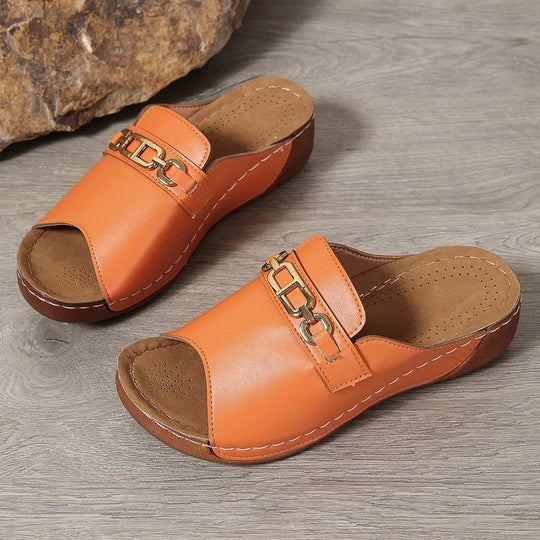 Damen Komfortable Clogs mit dekorativer Schnalle und atmungsaktiver Innensohle EB