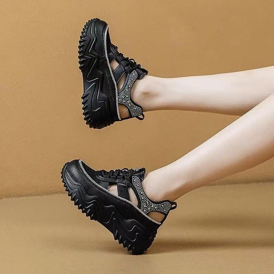 Damen Sportliche Plateau-Sneaker mit atmungsaktivem Mesh und rutschfester Sohle EB