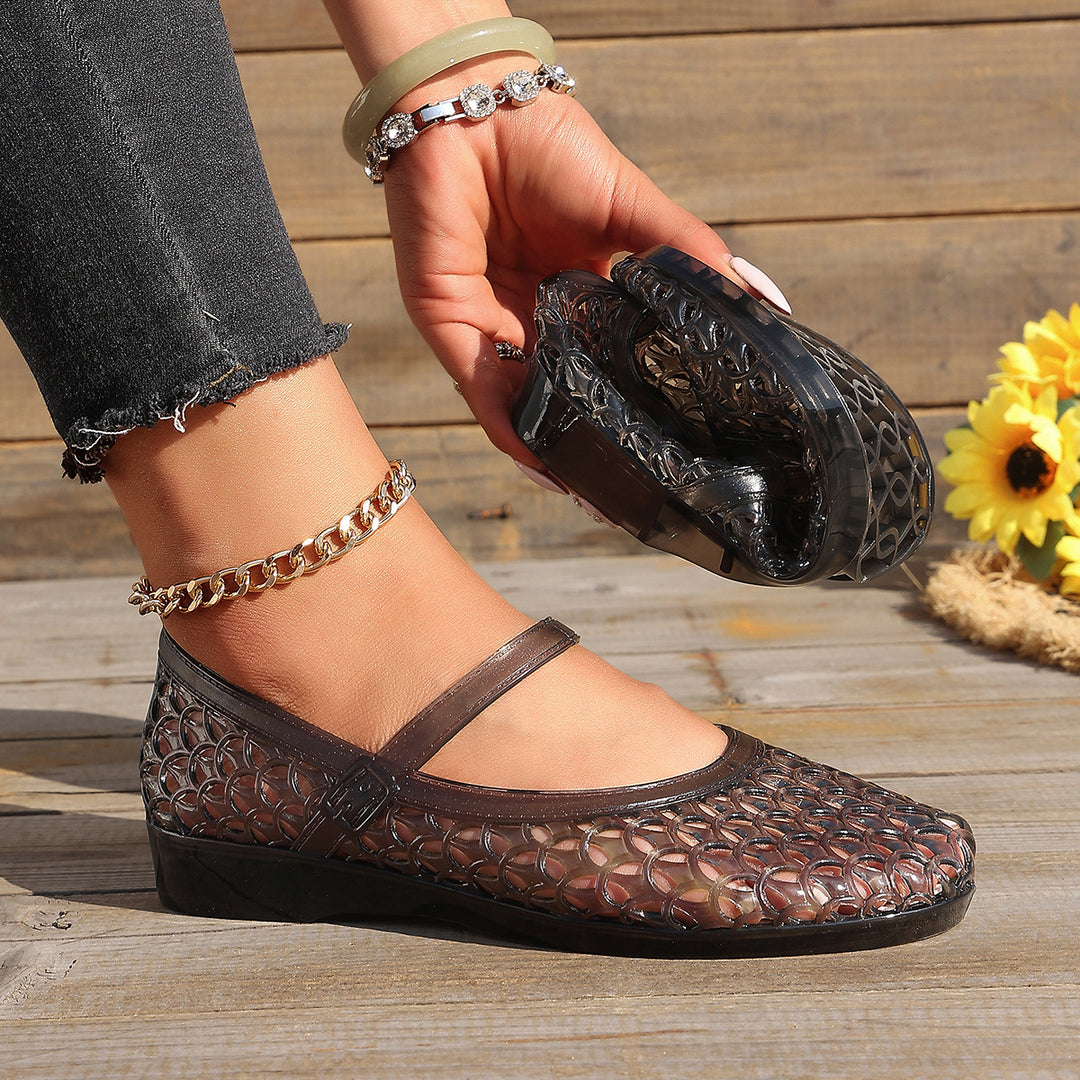 Damen Bequeme und atmungsaktive Ballerinas mit flexiblem Riemen EB