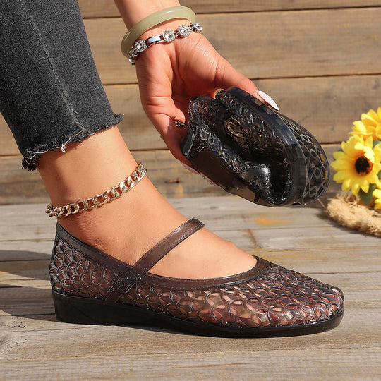 Damen Bequeme und atmungsaktive Ballerinas mit flexiblem Riemen EB