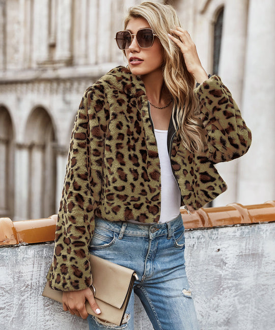 Damen Kuscheljacke im Leopardenmuster EB