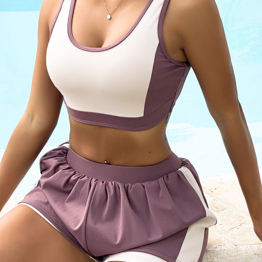 Damen Sportliches Crop-Top Short Set EB
