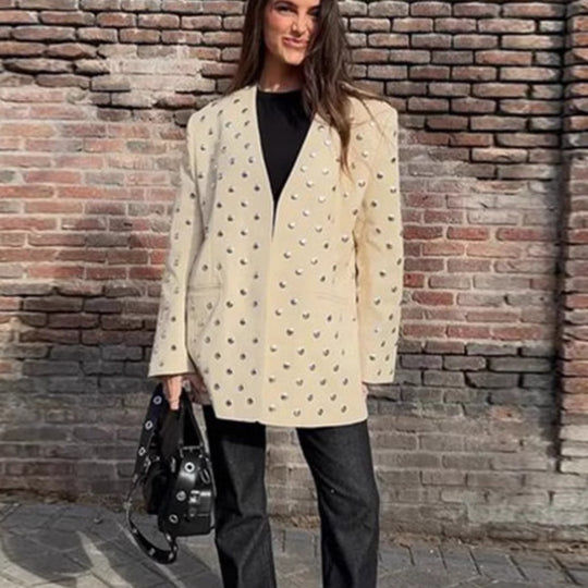 Damen Oversized Blazer mit luxuriösen Applikationen EB