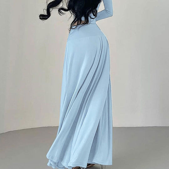 Damen Maxikleid mit eleganter Raffung und Off-Shoulder Design EB