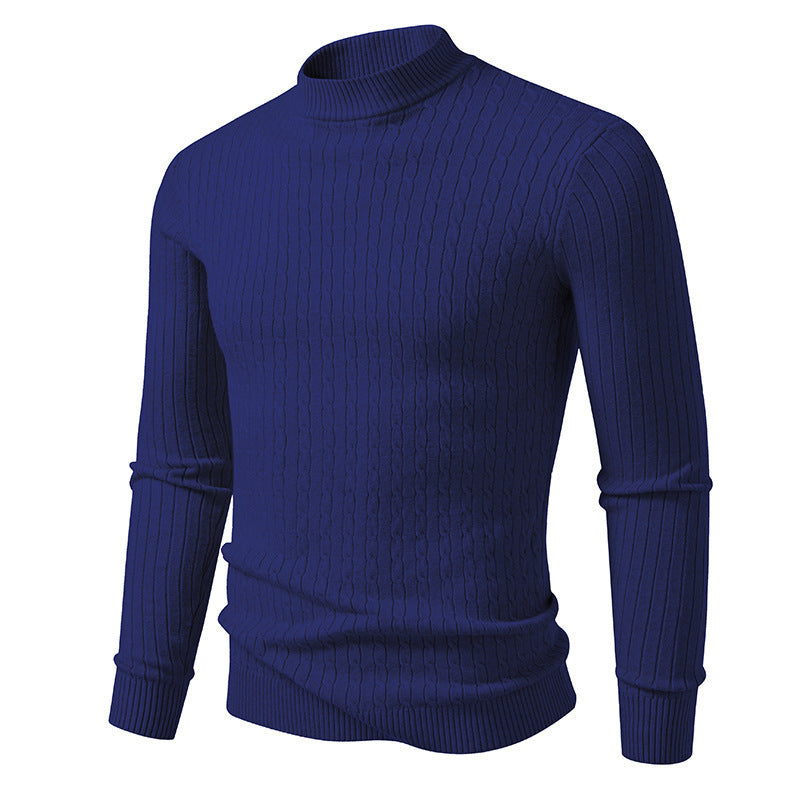 Herren Rollkragenpullover mit strukturiertem Zopfmuster und bequemem Schnitt EB