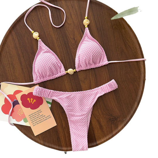 Damen Triangel-Bikini mit geflochtenem Muster EB