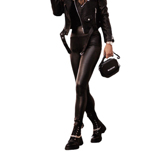 Damen Hochwertige Leggings im edlen look mit hohem Bund EB