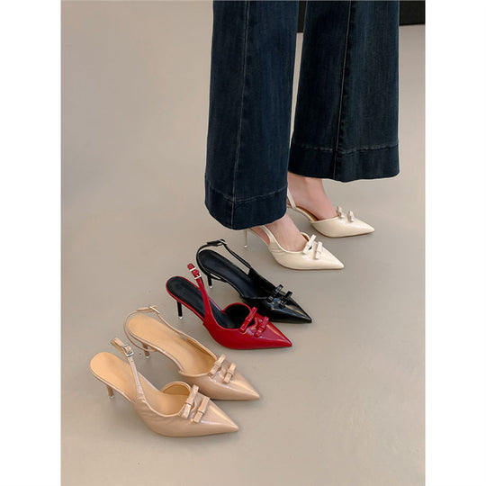 Damen elegante Slingback-Pumps mit Schleifenverzierung EB