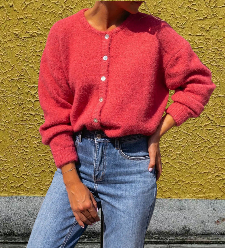 Damen Grobstrickpullover mit Knopfdetails und lässigem Schnitt EB