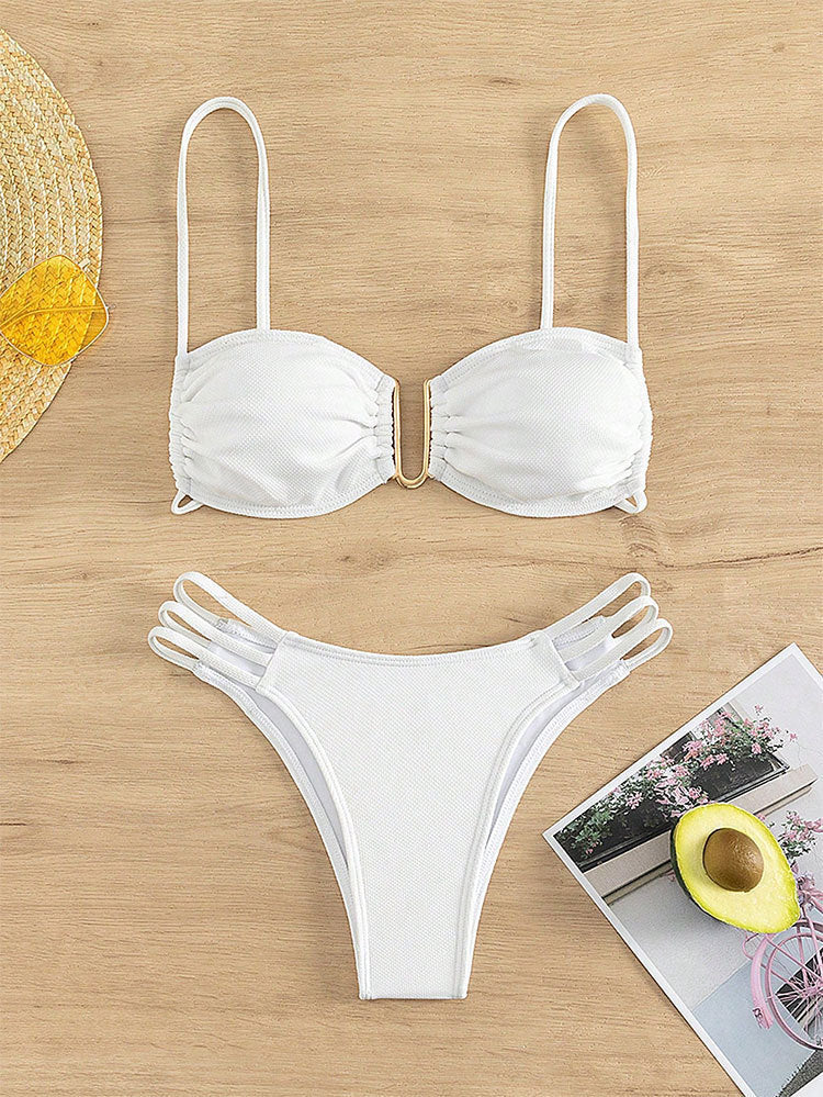Damen Push-Up Bikini-Set mit elegantem Rüschendesign EB