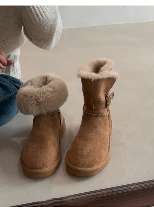 Damen Kuschelige Winterboots mit weichem Kunstfellkragen und robuster Sohle EB