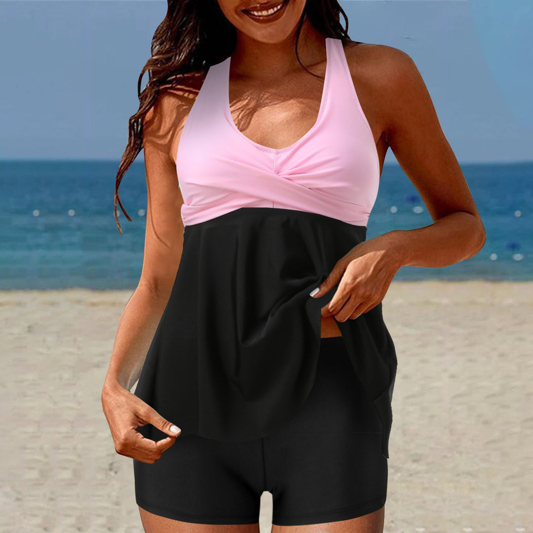 Damen Sportliches Tankini-Set mit lässigem Rock und Shorts EB