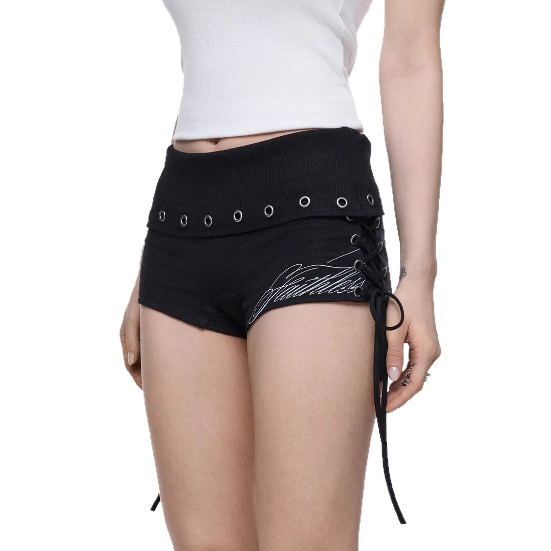 Damen Sportliche Shorts mit dekorativem Schnürungsdetail EB