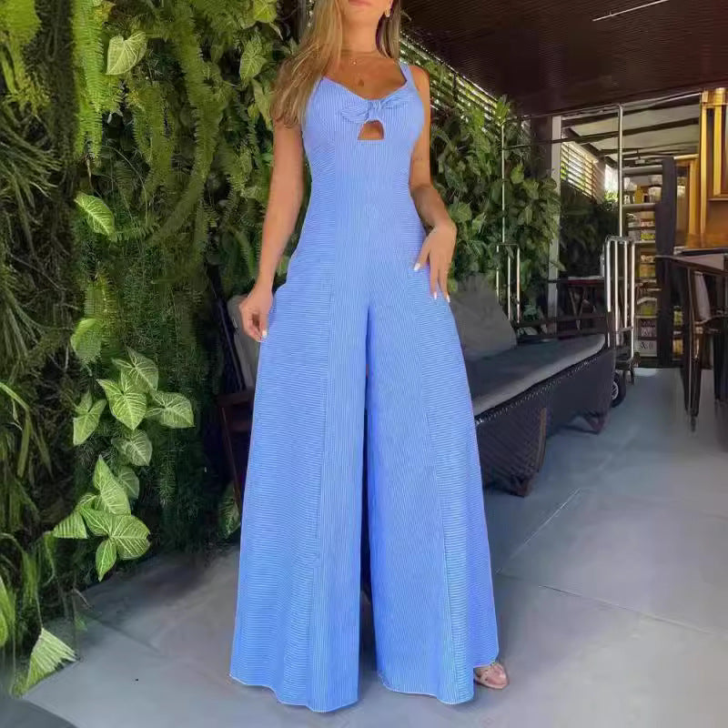 Damen Luftiger Jumpsuit mit schickem Schlitz und Stilvollen Träger EB