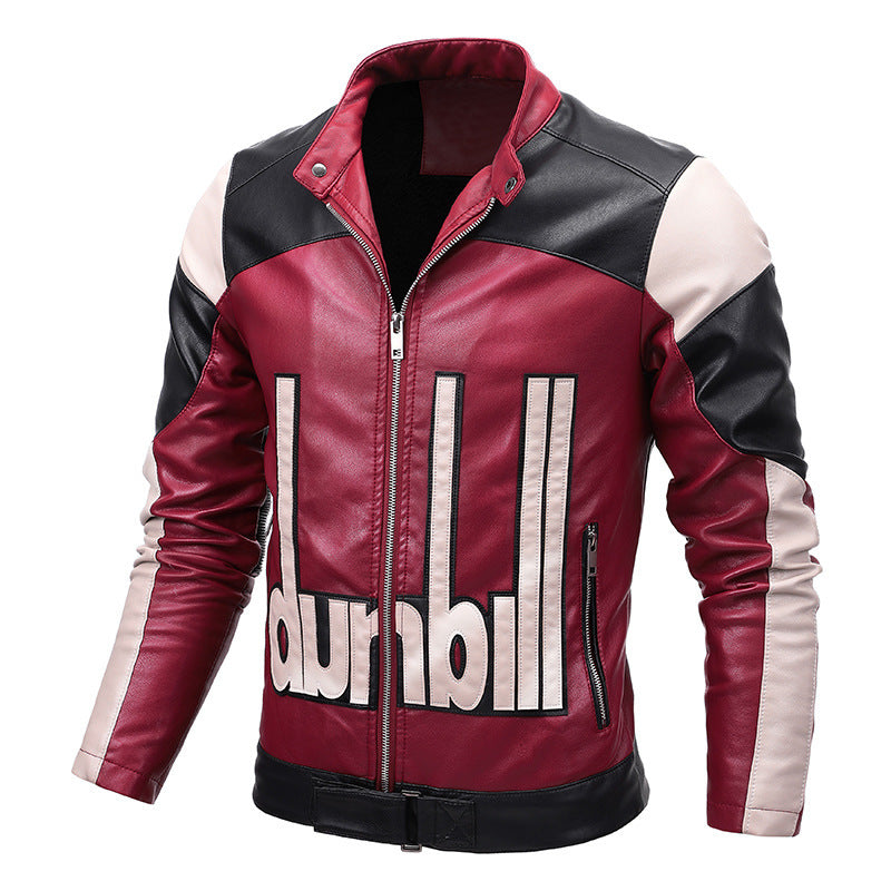 Herren Bikerjacke aus Kunstleder mit markanter Logo‑Applikation und tailliertem Schnitt EB