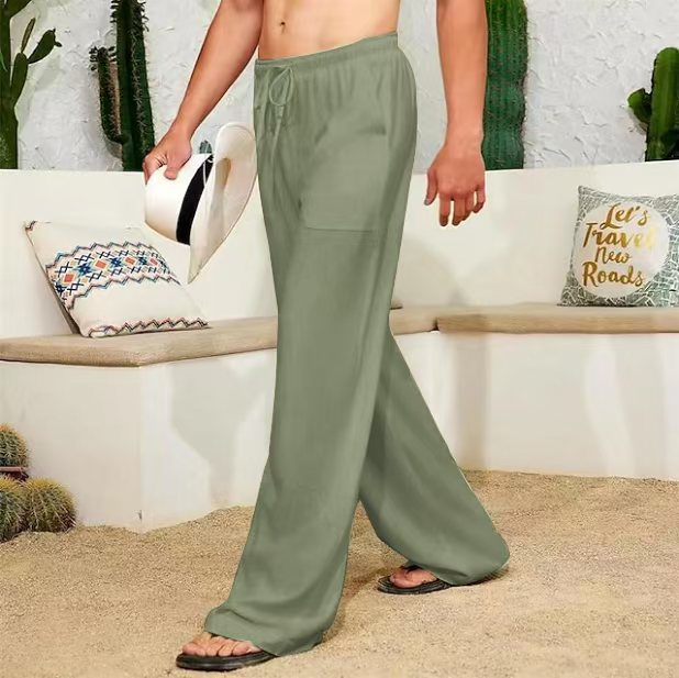 Herren nan weite Leinenhose mit Tunnelzug, aufgesetzten Seitentaschen und Relaxed-Fit Eichborn Berlin