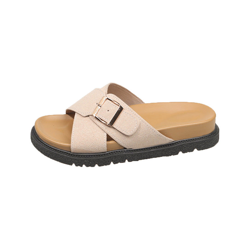 Damen Komfortable Mules mit modischem Schnallen-Detail EB