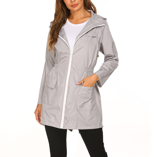 Damen praktische Freizeitjacke mit verstellbarem Bund und großen Taschen EB