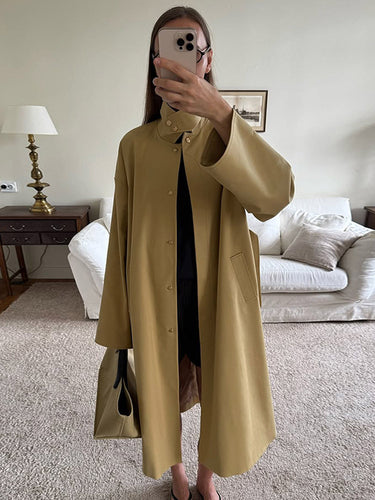 Damen Oversized Trenchcoat mit praktischem Knopfverschluss EB