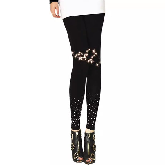 Damen Hochwertige Leggings mit funkelnden Applikationen EB