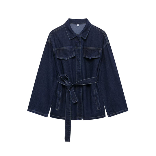 Damen nan hochgeschnittene, weit geschnittene Jeans mit geradem Bein und Fünf-Taschen-Details EB