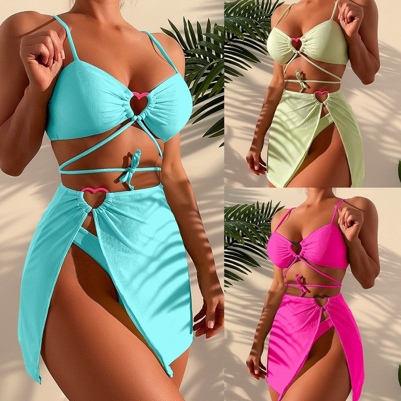 Damen Bikini-Set mit elegantem Knopf-Detail und hohem Beinausschnitt EB