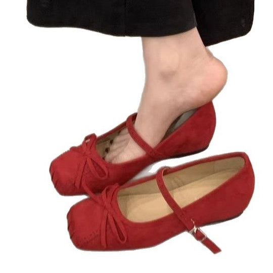 Damen elegante Ballerinas mit dekorativen Schleifen und komfortablem Riemchen EB