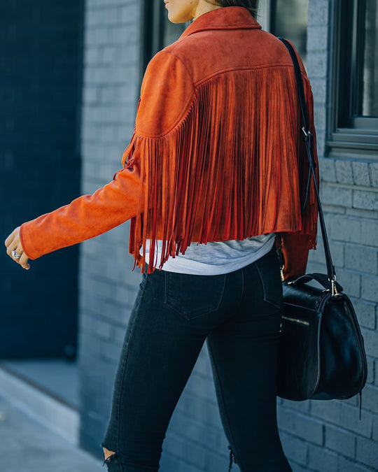 EB | Damen Fransen Wildlederjacke