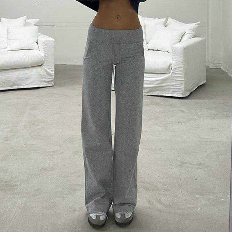 Damen nan weite Sweatpants mit hohem Komfortbund, Kordelzug und aufgesetzten Taschen EB