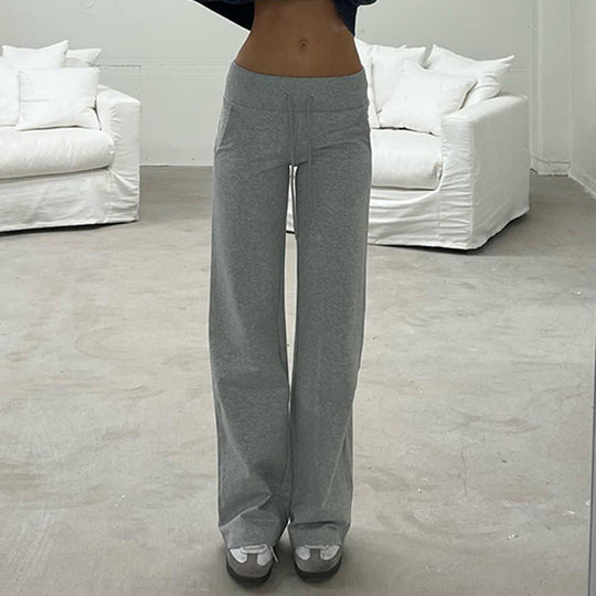Damen nan weite Sweatpants mit hohem Komfortbund, Kordelzug und aufgesetzten Taschen EB