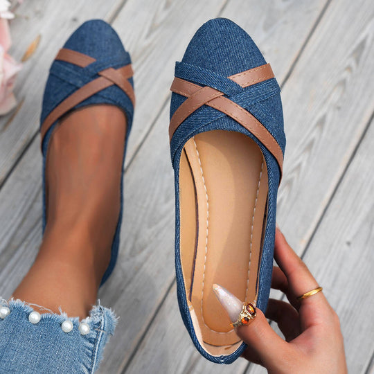 Damen Ballerinas mit modischer Strap-Kombination und elastischer Sohle EB
