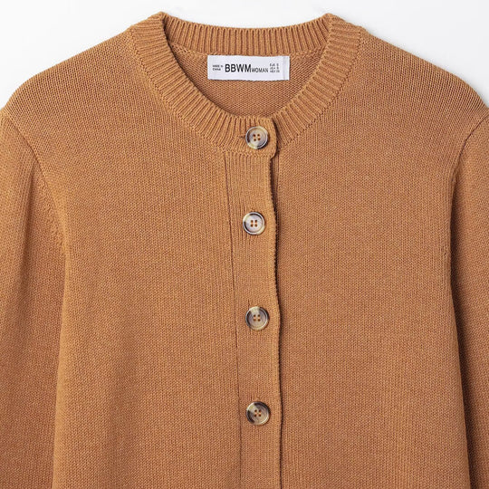 Damen Strickjacke mit Knopfdetails und Rundhalsausschnitt EB