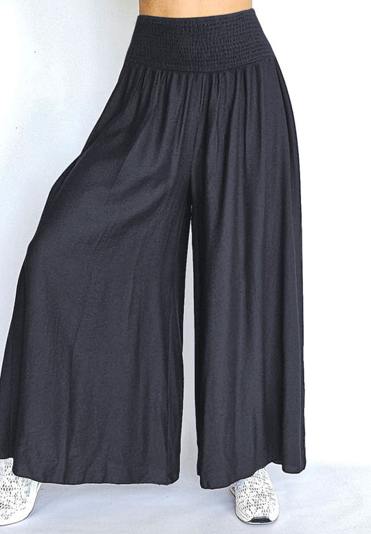 Damen Weite Palazzo-Hose mit elastischem Bund und fließendem Stoff EB