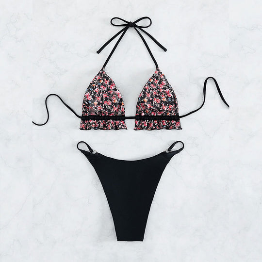 Damen Triangel-Bikini-Set mit verspieltem Rüschendesign EB