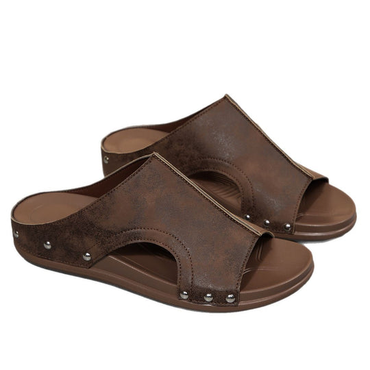Damen Komfortable Woven-Sandalen mit modischem Perlen- und Stein-Detail EB