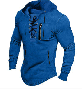 Herren modischer Kapuzenpullover mit einzigartigem Schnürdesign EB