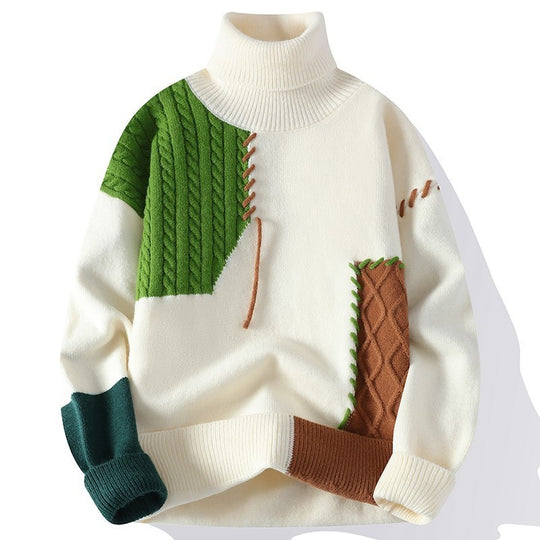 Unisex nan strukturierter Oversize-Strickpullover mit Zopfmuster und dekorativer Steppnaht EB