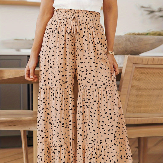 Damen Weit geschnittene Sommerhose mit lässigem Schnitt und elastischem Bund EB