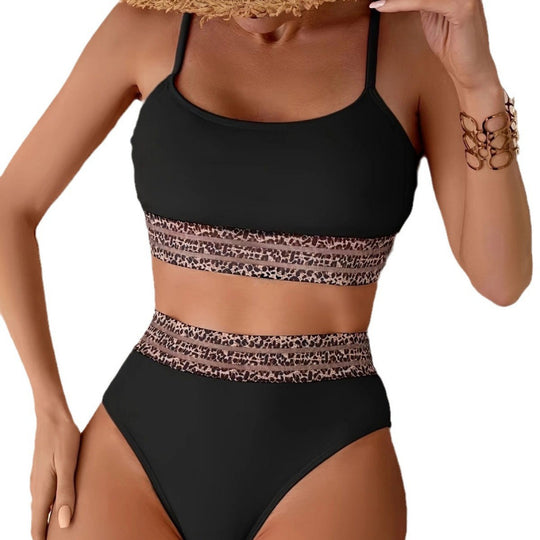 Damen Bikini-Set mit stylischem hohen Bund und modischem Animal-Design EB