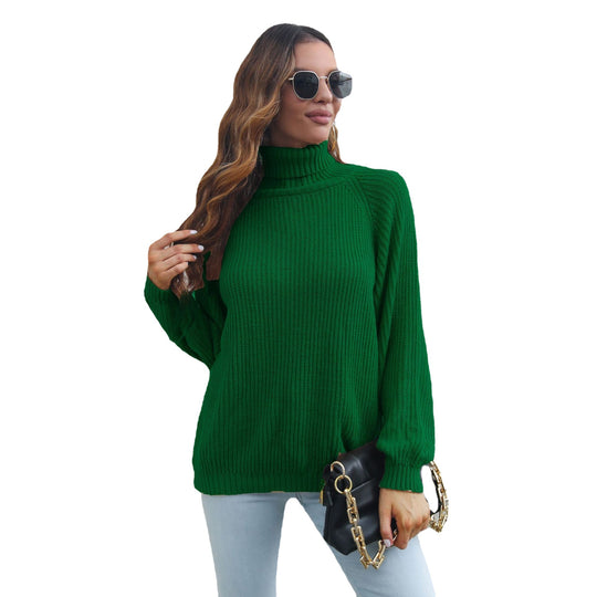 Damen Grobstrickpullover mit hohem Kragen und feiner Struktur EB