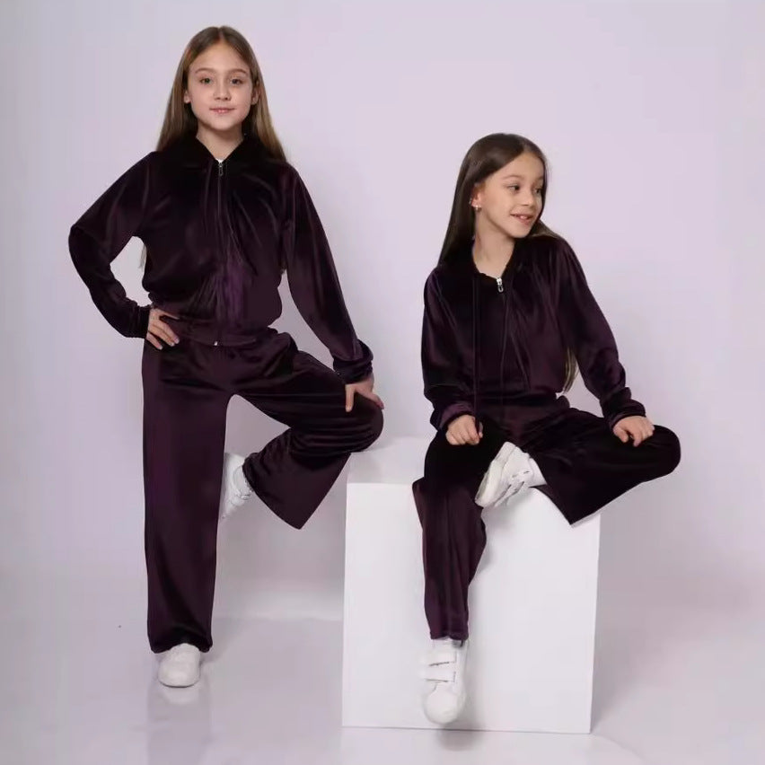 Damen Fleece-Loungewear-Anzug mit Kapuze und elastischem Bund EB
