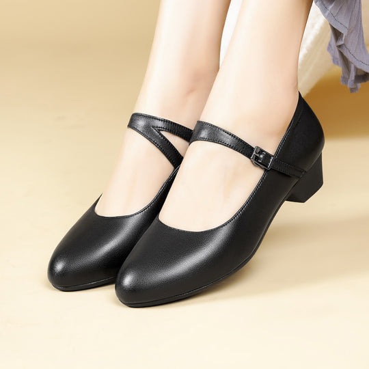Damen Mary Jane Ballerinas mit modischer Schnalle und bequemer Sohle EB