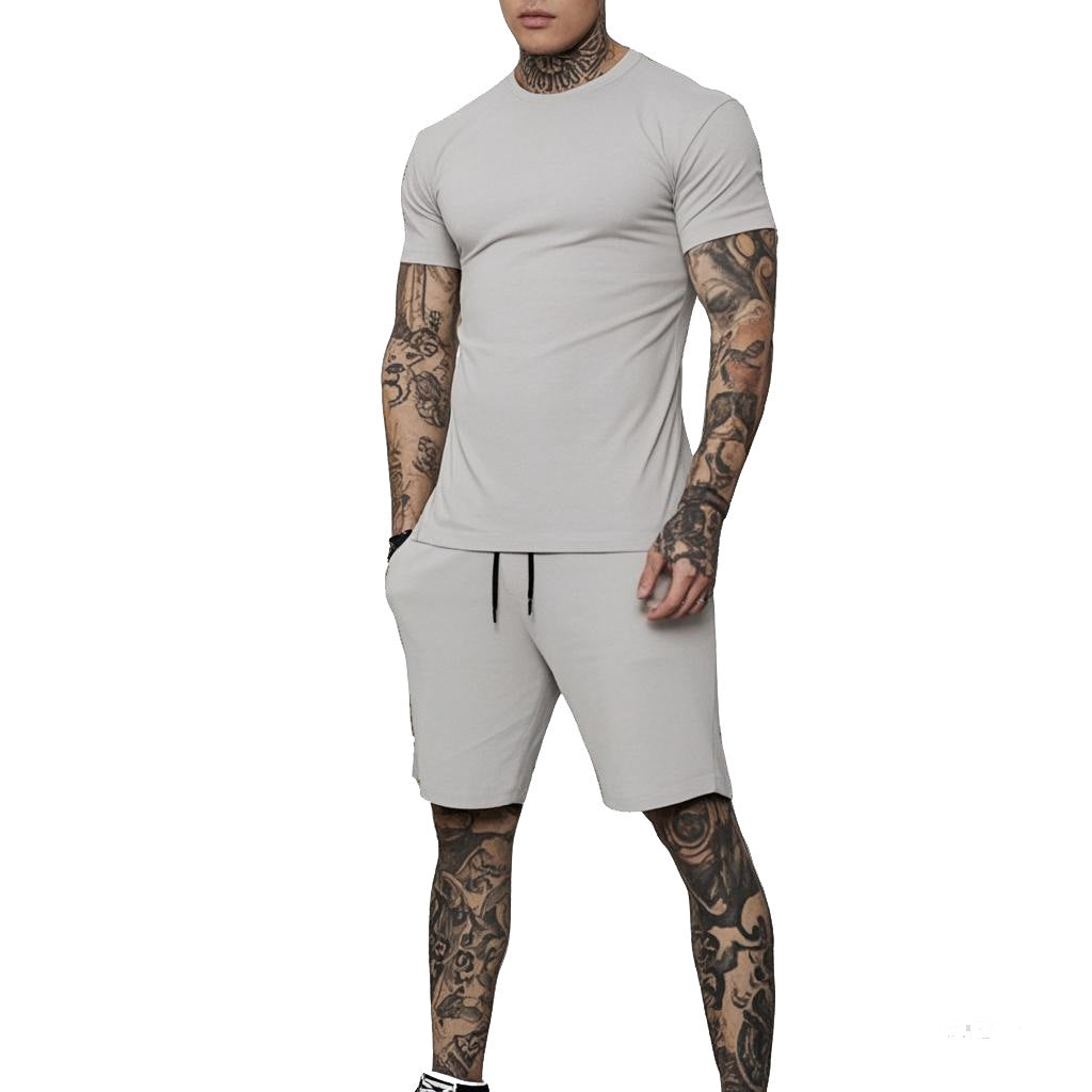 Herren Sportliches Kurzarm- und Shorts-Set mit kontrastierenden Details EB